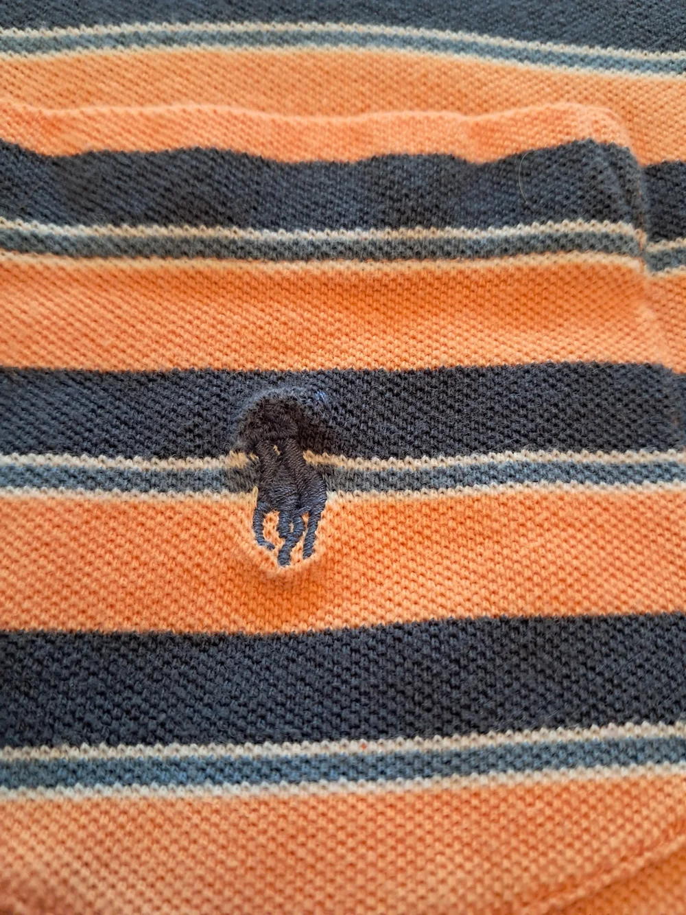 Polo By Ralph Lauren Peach and Navy Horizontal Stripe Polo